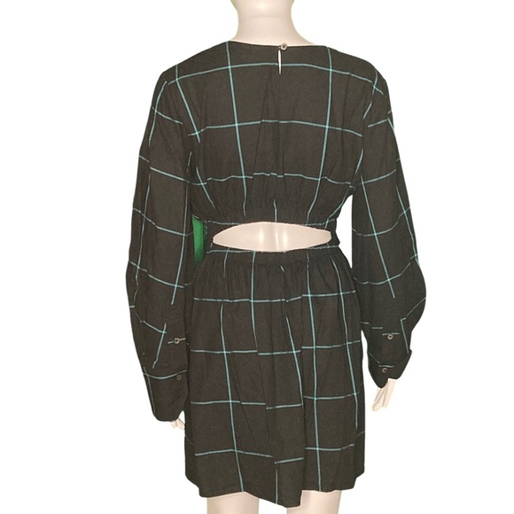 STAUD Mini Crosshill Black Windowpane Dress - Sz M - Picture 4 of 7